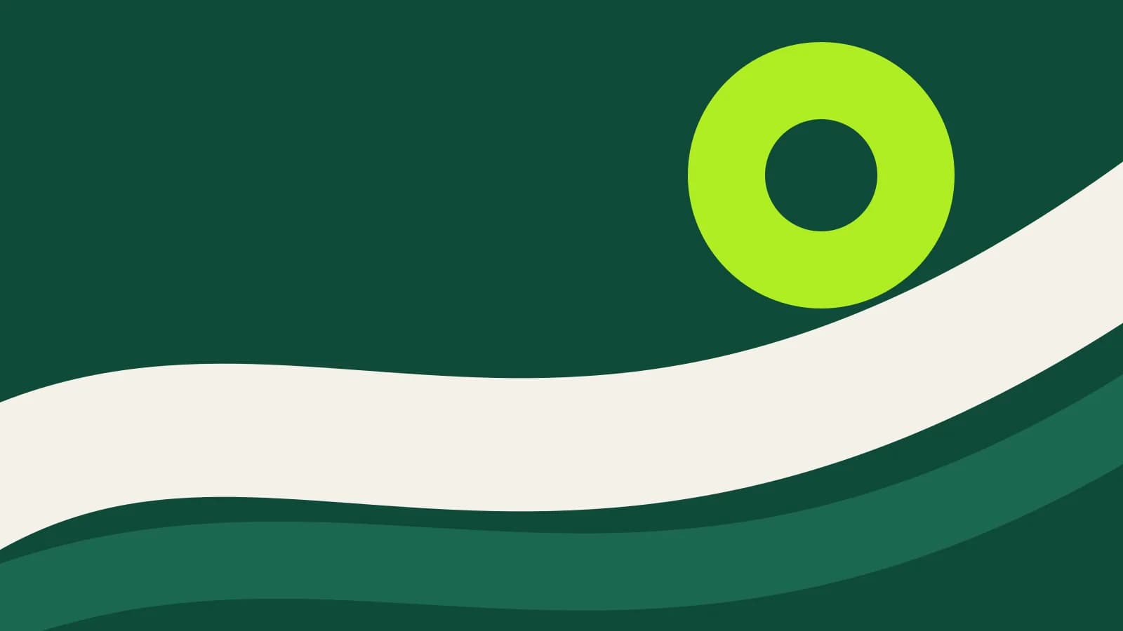 Abstract flat cover: a wide cream ribbon curving across the frame beneath a lime ring on an emerald-toned background